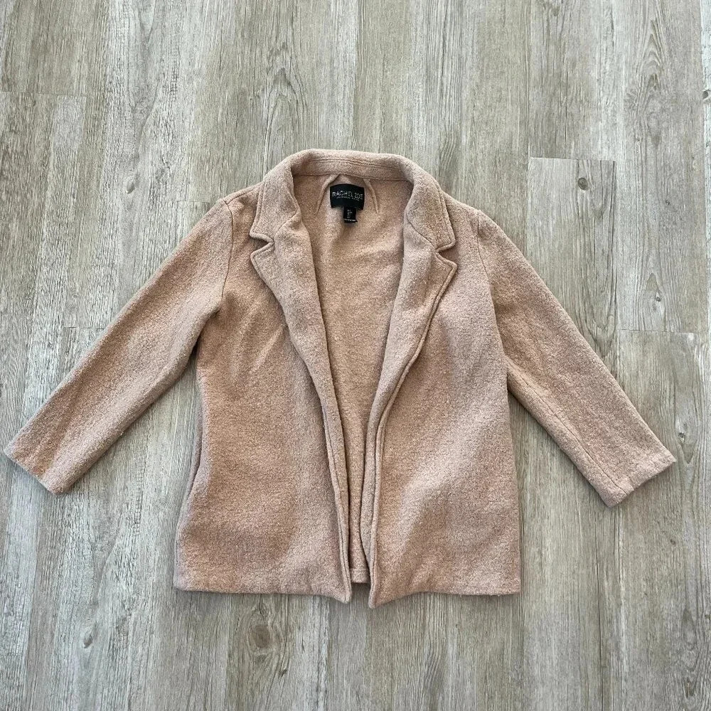 Womens Rachel Zoe Brown/Tan Wool Blend Cardigan Jacket - L